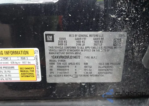 2015 GMC Acadia Slt-1 from USA, damaged, VIN 1GKKVRKD9FJ314672